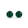 14K White Gold 3 ct tw Round Zambian Lab Emerald Bezel Stud Earrings