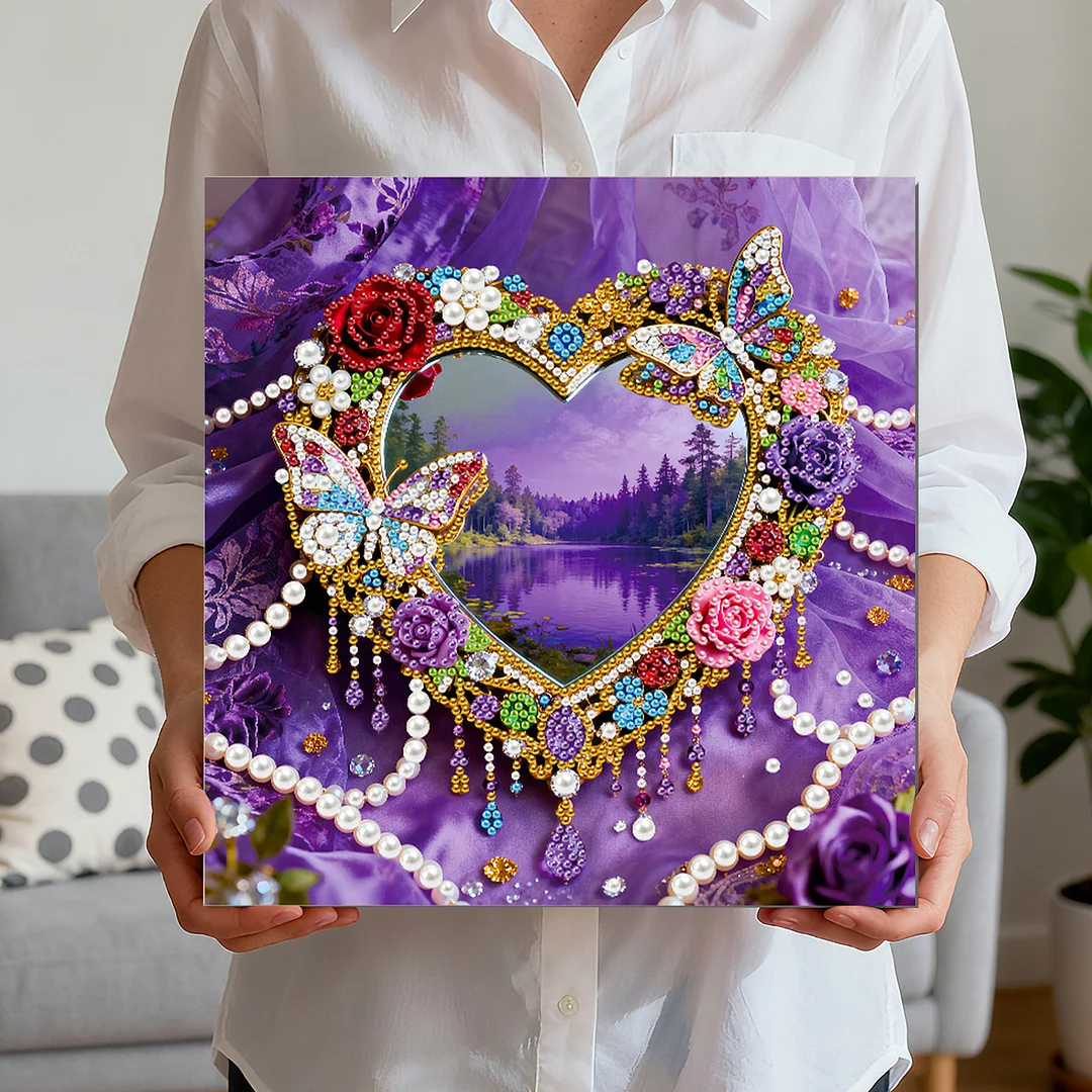 Heart DIY Pearl Art Diamond Painting Kit for Adult Home Decor 25x25cm With Frame