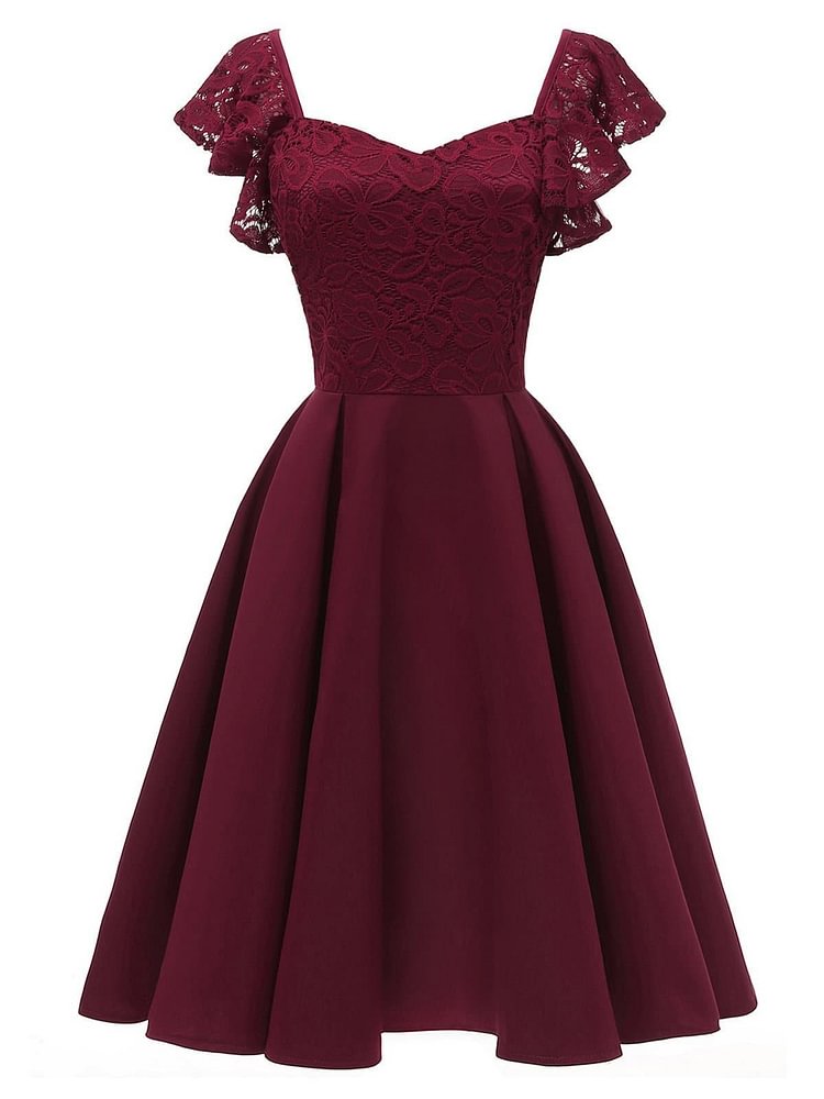 1950S Satin Solid Swing Dress