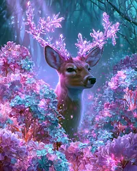 Crystal Flower Deer - Diamond Painting