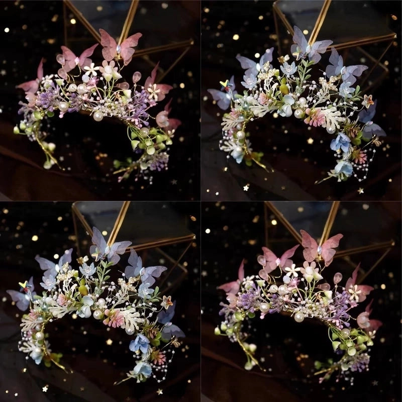 Super Fairy Beauty Children’s Headwear Beautiful Wreath Head Flower Children’s Hair Accessories Mori Girls’ Performance Host Holiday Wristlet Hair Hoop