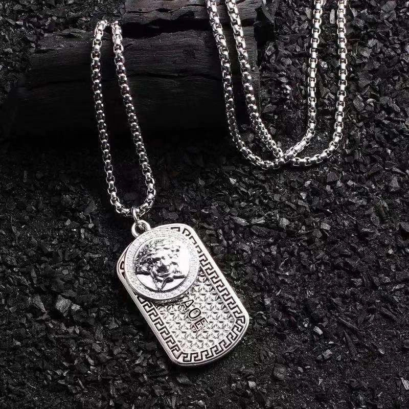 Hip-Hop Vintage Style Animal Letter Alloy Titanium Steel Plating Men’s Pendant Necklace Men Pendant Necklaces