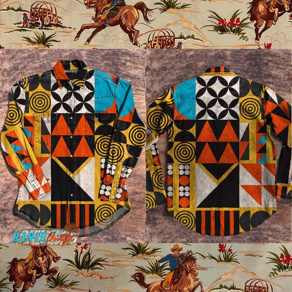 Vintage Color Geometry Print Casual Shirt Multicolor / S