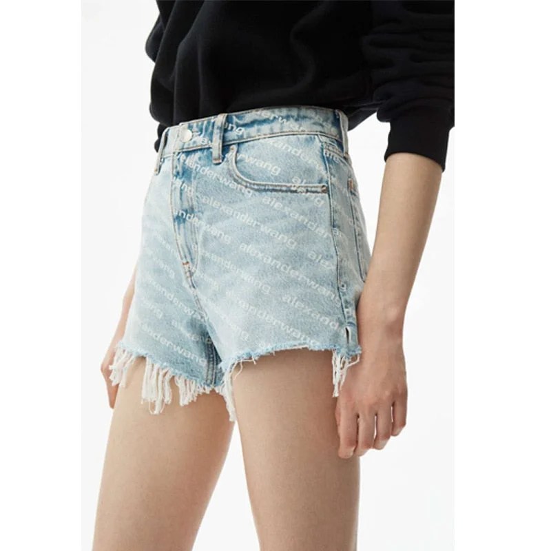UForever21 Denim Shorts Women Brand Pants Hyun Ya Wind Trend Classic Full Printed Letters Summer High Quality Casual High Waist Hot Pants