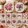 12pcs Pink Rose-11CT Stamped Cross Stitch Set 12.5*12.5cm/4.92*4.92in tapestrymarket