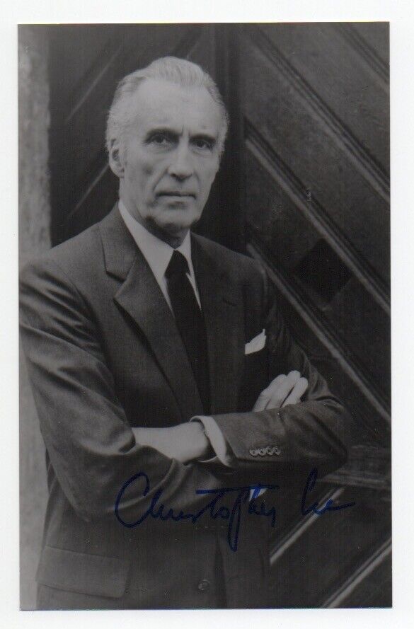 CHRISTOPHER LEE signed 3.5x5.5 Photo Poster painting AUTOGRAPH auto Star Wars LOTR BAS Beckett