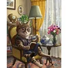 Diamond Painting-Round AB Drill Cat Reading Books(45*55CM)