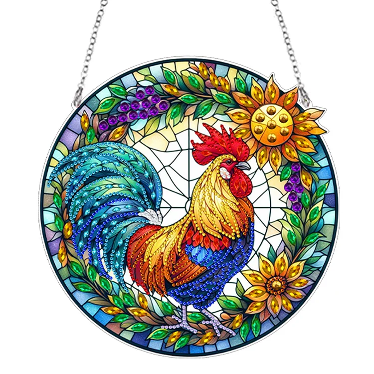 Suncatcher Animal Flower Stained Glass Colorful Diamond Painting Hanging Pendant