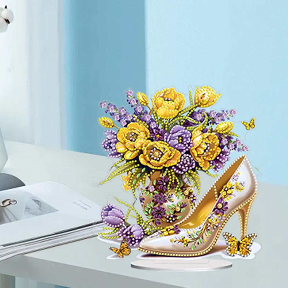 DIY High Heels Bouquet Acrylic Table Top Diamond Painting Ornament Kits for Beginner