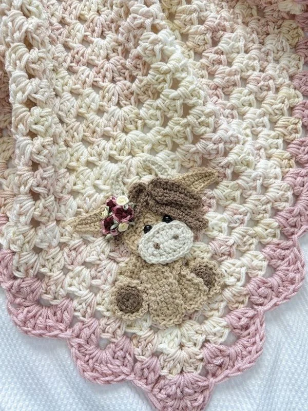 Lulusnow Handmade Pink Cow Baby Blanket Crochet Animal Baby Blanket Gifts For Baby 