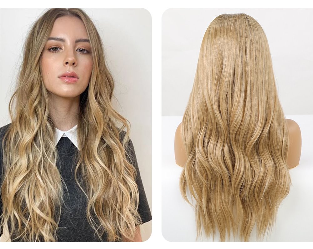 Long Wavy Wigs Blonde Brown Daily Style US Mall Lifes