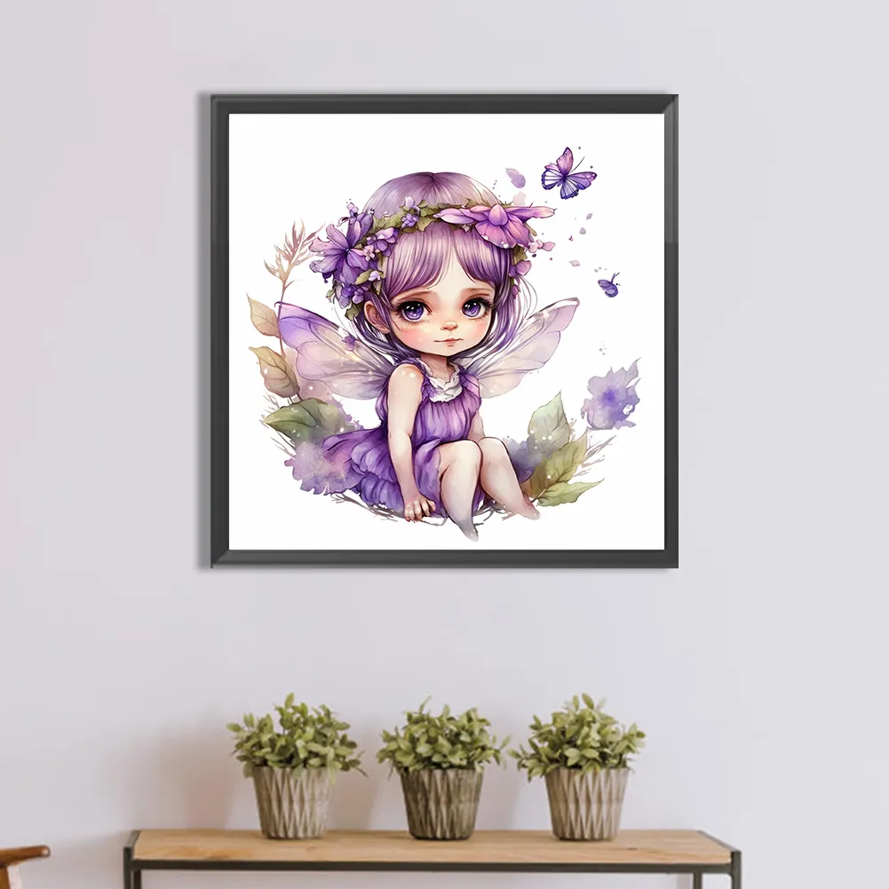 Full Round Diamond Painting 30*30cm - Purple Fairy
