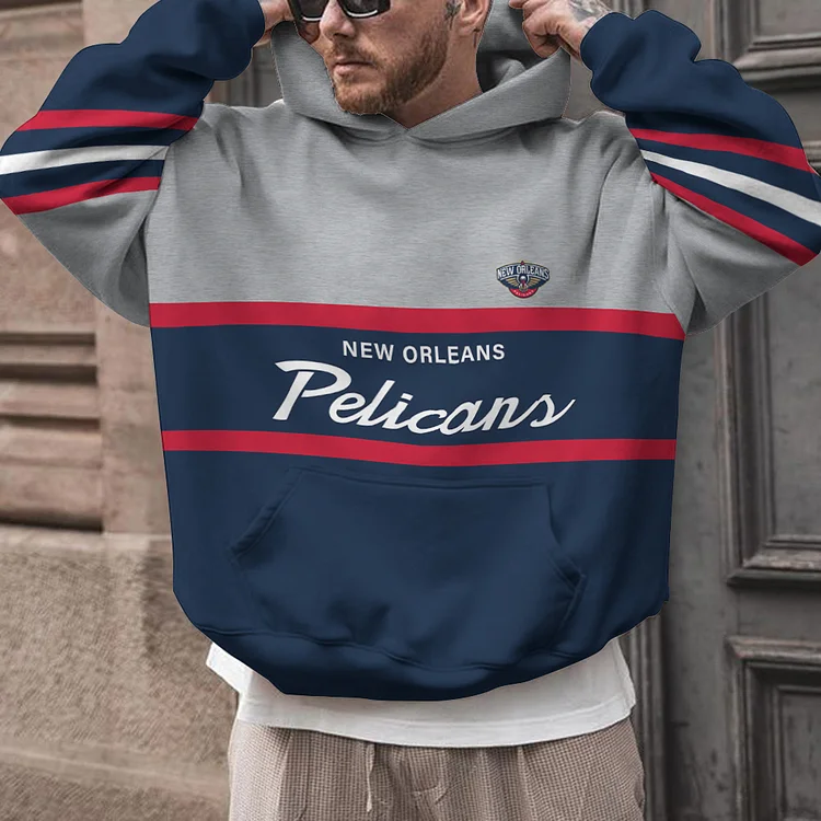 New Orleans Pelicans Printed Hooded Pocket Pullover Hoodie