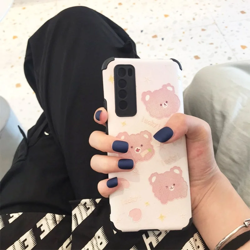 24PCS Matte Pink False Nail Patches Girl Korean Women Manicure Beauty Tool Pure Color Short Square Fake Nails DIY Decoration-Nail Inspo