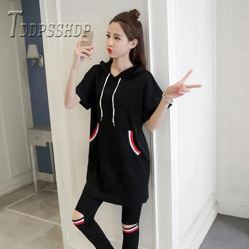 2019 Summer Plus Size Do Exercise Women Sets Black and White Color T Shirt and Pants Female Set
