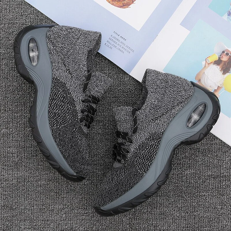 Women Platform Sneakers Flats 2021 Breathable Casual Shoes Flats  Wedges Sneakers for Women Mesh Sock Shoes Zapatos De Mujer