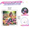 Tulip Garden Beaded Lady Special Shaped 5D DIY Partial Drill Diamond Painting Kits for Adults Beginners Home Decor Diamonds Dots Gem Art Kits Diamond Dots Paintings 11.81 X11.81inch