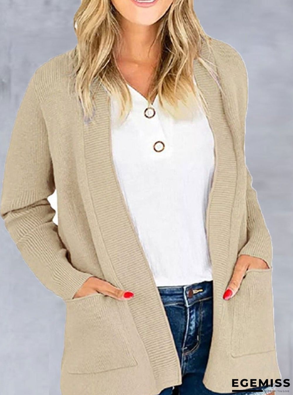 Casual Loose Solid Color Sweater Cardigan | EGEMISS