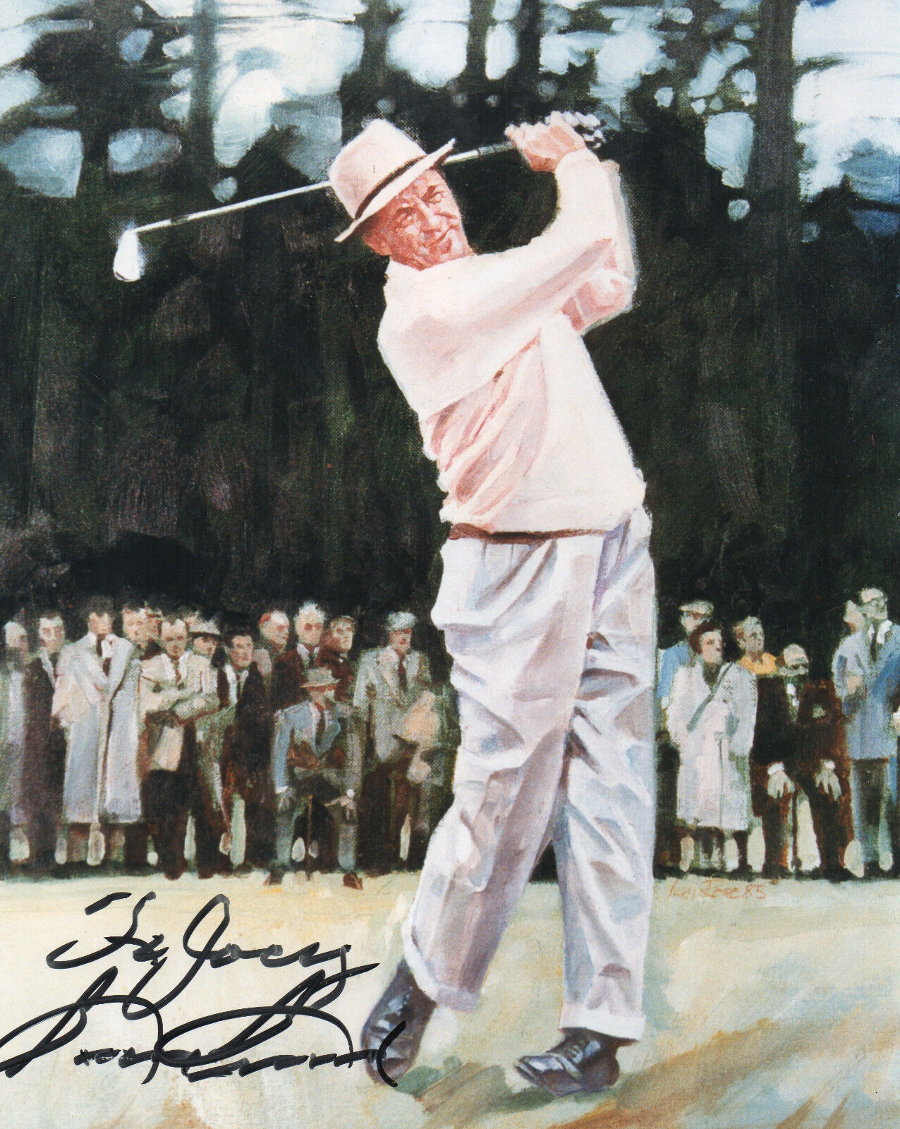 Sam Snead golfer gorgeous hand SIGNED glossy artwork Photo Poster painting JSA COA