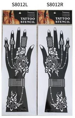 1pair 2pcs hand sleeve temporary tattoo stencil henna lace mandala tattoo template spray paint templates sheets lotus flowers