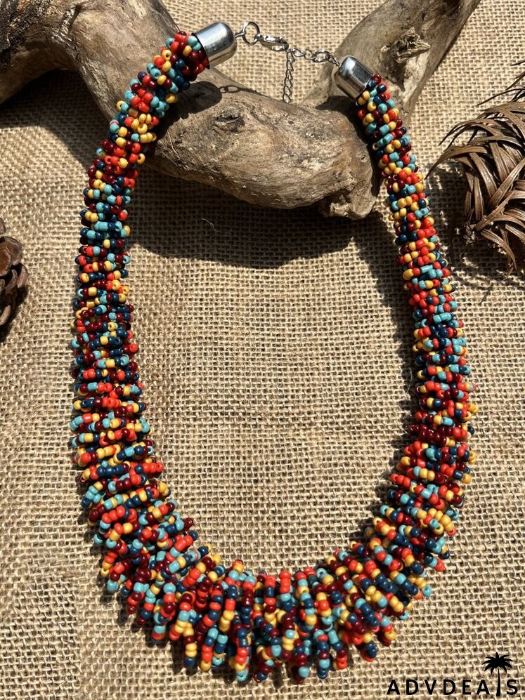 Color Block Beaded Necklace