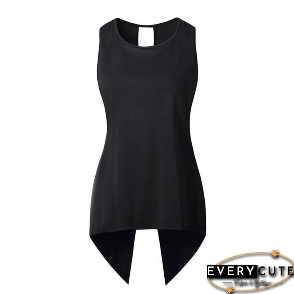 Women Cross Irregular Sleeveless Backless Tops and Blouses