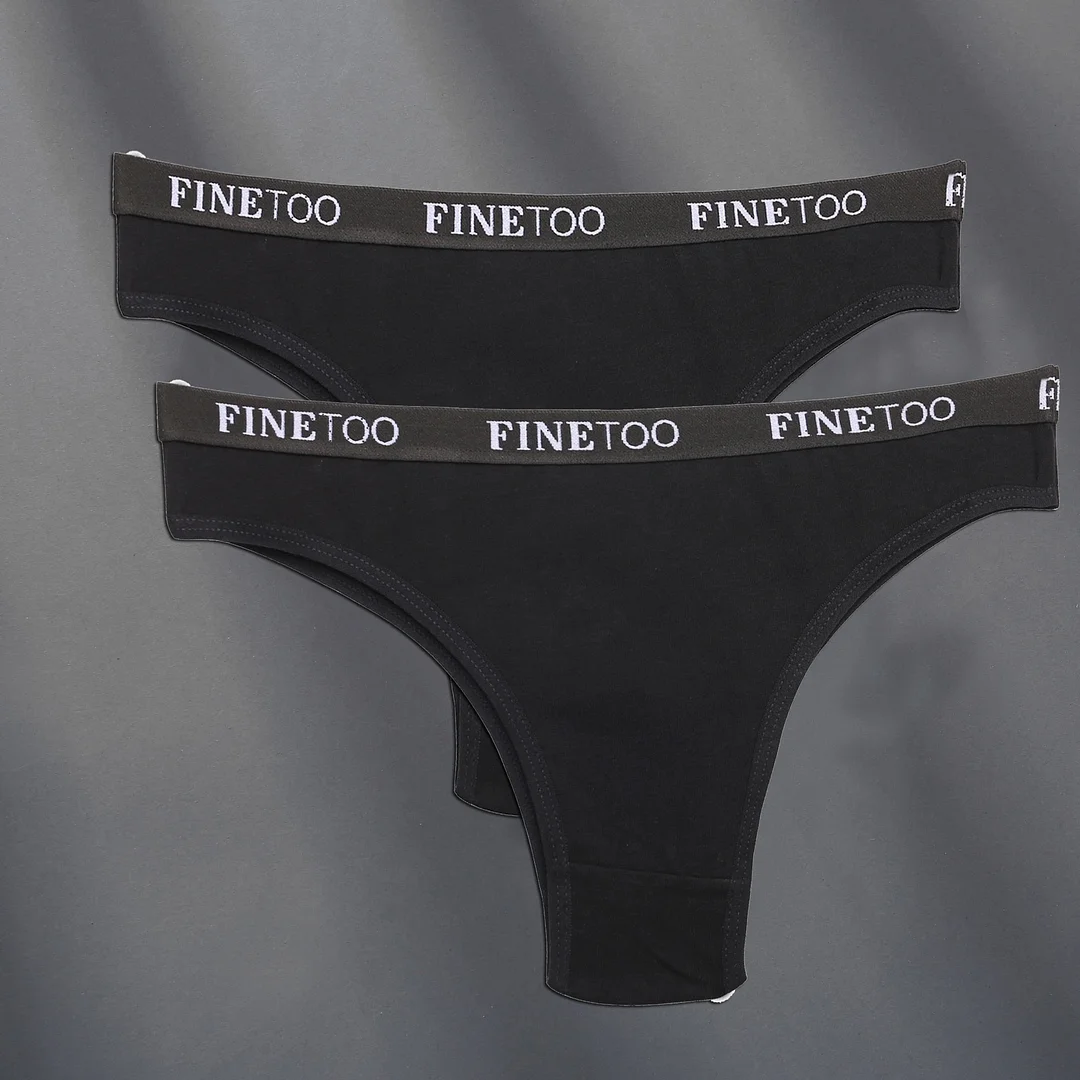 FINETOO 2PCS/Set Cotton Women Sexy Panties Letter Waisted Woman Underwear Fashion Underpant M-XL Female Girls Briefs Lingerie