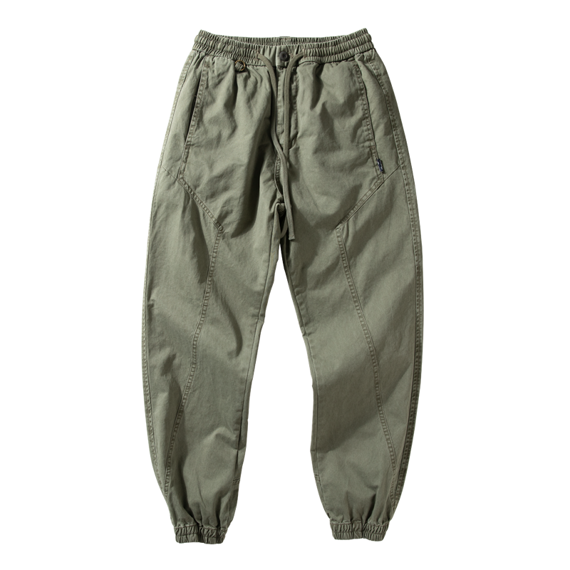 Spring And Autumn Style Washed Cotton Men's Pants Retro Tide Style Men's Trend Casual Bunched Feet Overalls