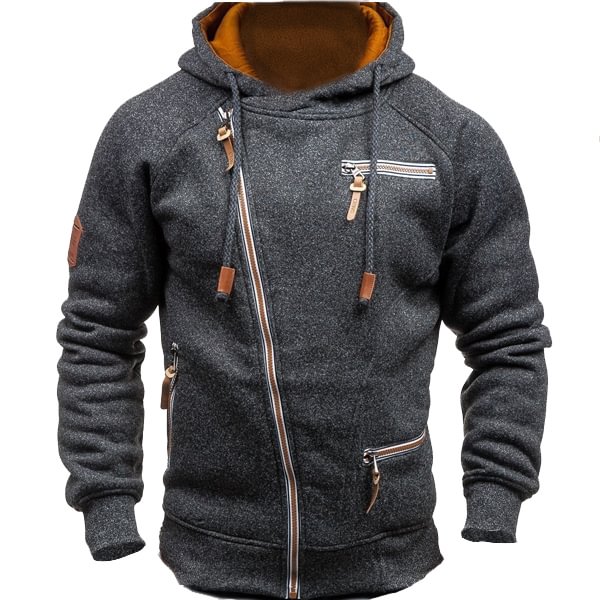 Men's Outdoor Fleece Warm Color Contrast Zipper Tactical Sweatshirt-Compassnice®