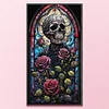 Skull Rose Stained Glass-11CT Stamped Cross Stitch 40*70cm(Big Size)