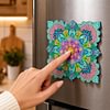 DIY Mandala Diamond Painting Refrigerator Magnet 360 Rotating Diamond Art Magnetic Refrigerator Sticker Double-Layer Rhinestone Refrigerators Stickers for Home Wall Kitchen Decoration