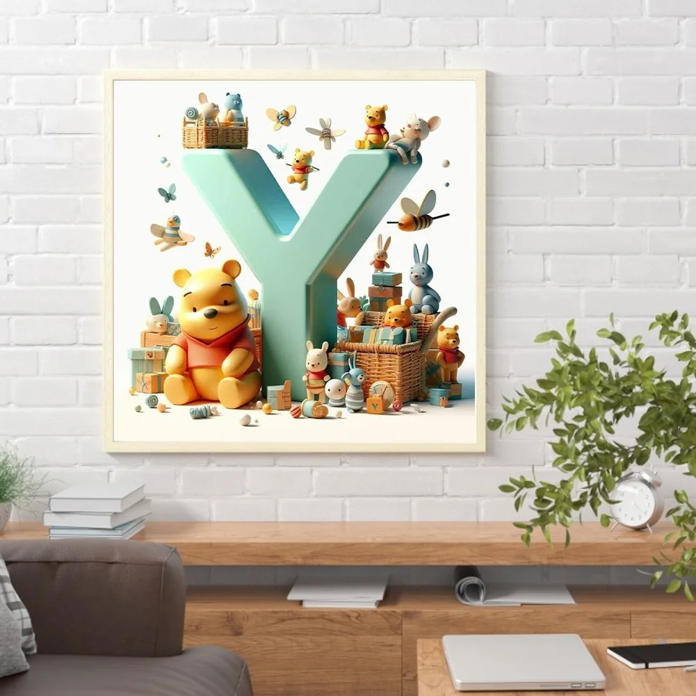 Full Round Diamond Painting 30*30cm - Winnie The Pooh'S 26 Letters Y