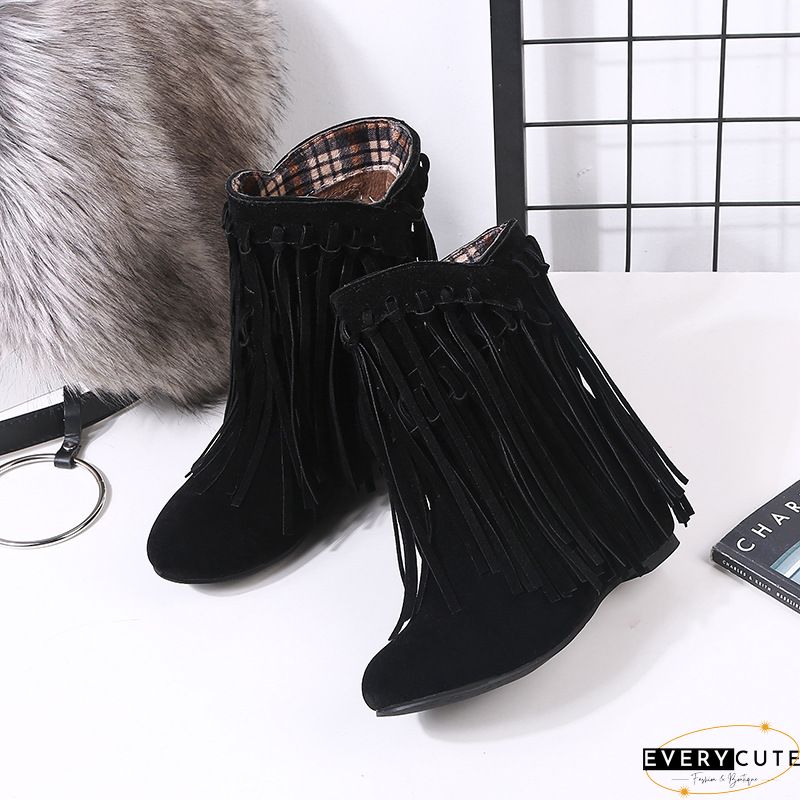 Tassel Wedge Heel Zipper Shoes