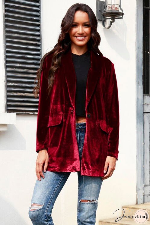 Button Up Pocketed Long Sleeve Jacket