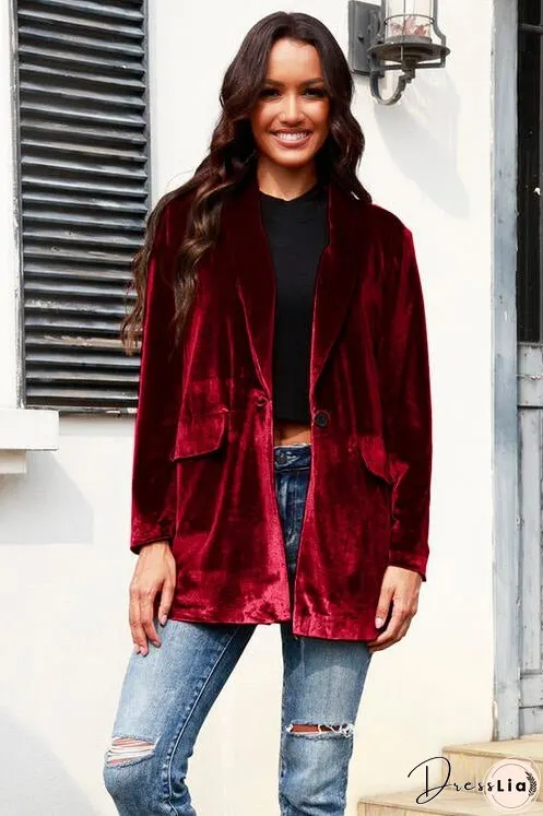 Button Up Pocketed Long Sleeve Jacket