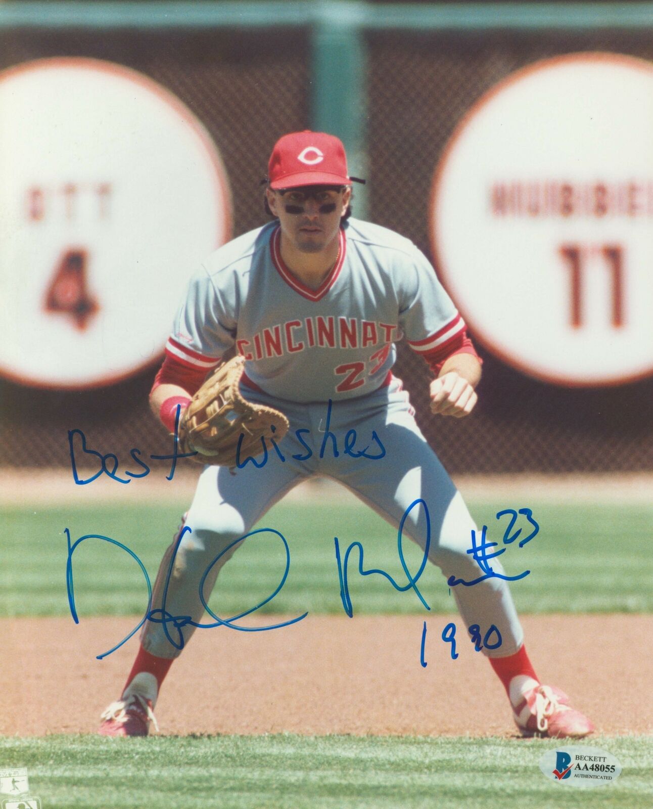 Reds Hal Morris Best Wishes Authentic Signed 8x10 Photo Poster painting Autographed BAS #AA48055