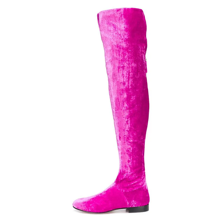 Orchid Long Boots Round Toe Flat Over-the-Knee Boots |FSJ Shoes