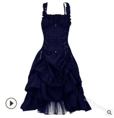 Uveng Uveng Lolita COS Gothic Slimming Irregular Design Strap Corset Dress Braped