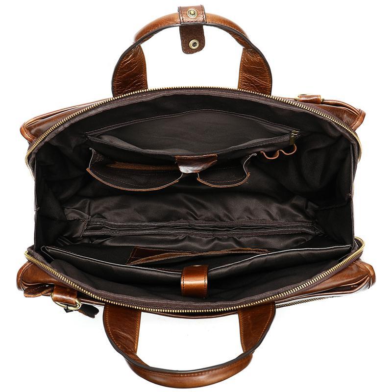 Mens Large Capacity Simple Style Vintage Business Briefcase Handbag