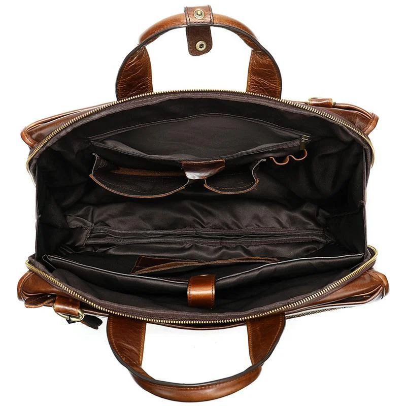 Mens Large Capacity Simple Style Vintage Business Briefcase Handbag