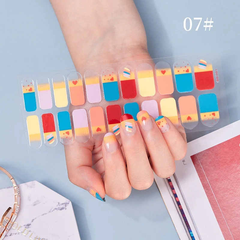 New Designs Full Cover Nail Stickers Fashion Flowers Nail Sticker Set Self Adhesive Manicure Decoracion Nail Strips-Nail Inspo