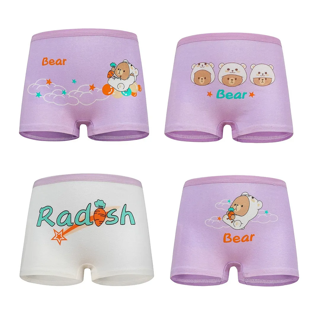 4 Pieces/Lot 2-12Y Children Underwear High Quality Cotton Girls Panties Cute Cat Pattern Kids Boxer Briefs Child Soft Girl Pants