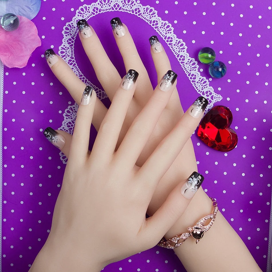 With 1 Piece Of Nail Adhesive Tape 24pcs/Box Press On Nail Art Tips Full Cover 10 Sizes False Nail Art Wedding Nails-Nail Inspo