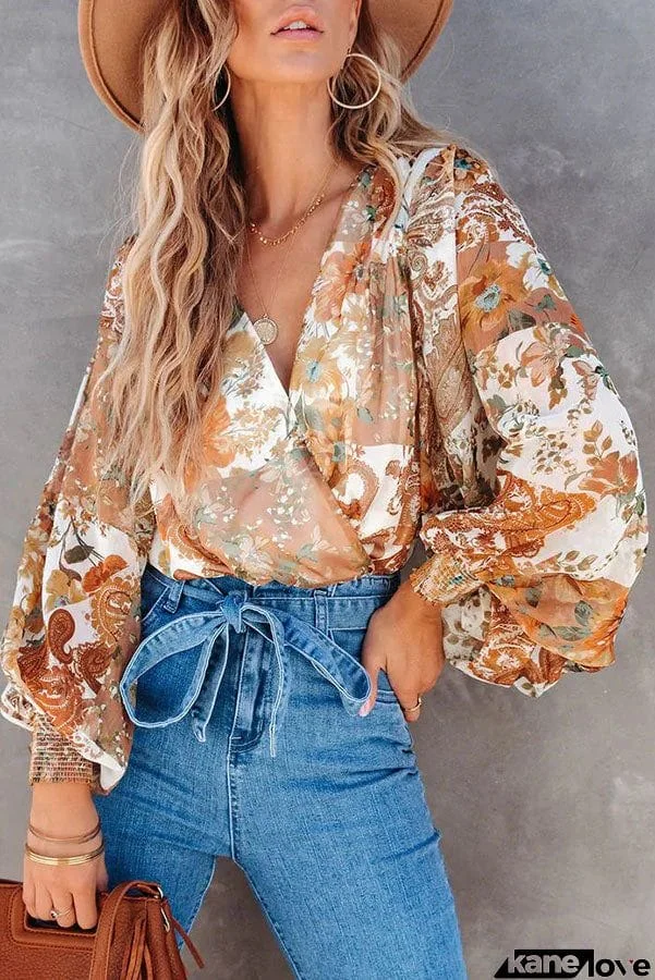 Chat with Me Floral Drape Blouse