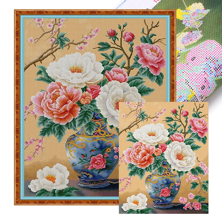 『Spring Brand』Peony - 11CT Stamped Eco-Friendly Cotton Thread Cross Stitch(60*76cm)(77Colors)