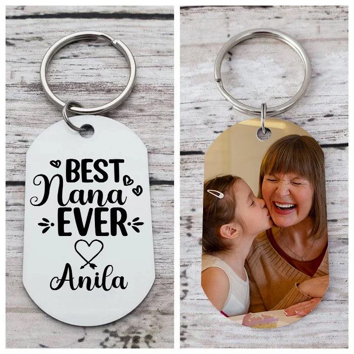 Personalized Photo and Name Keychain for Nana "Best Nana Ever" Grandparents' Day Gift 