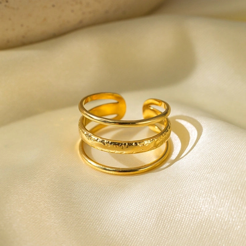 Elegant Streetwear Waves Heart Shape Flower Titanium Steel Irregular Plating Open Rings