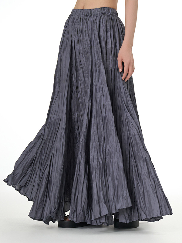 Personality Solid Color Pleated Loose Skirts