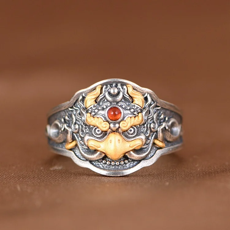 Gold-winged roc three-dimensional relief open ring