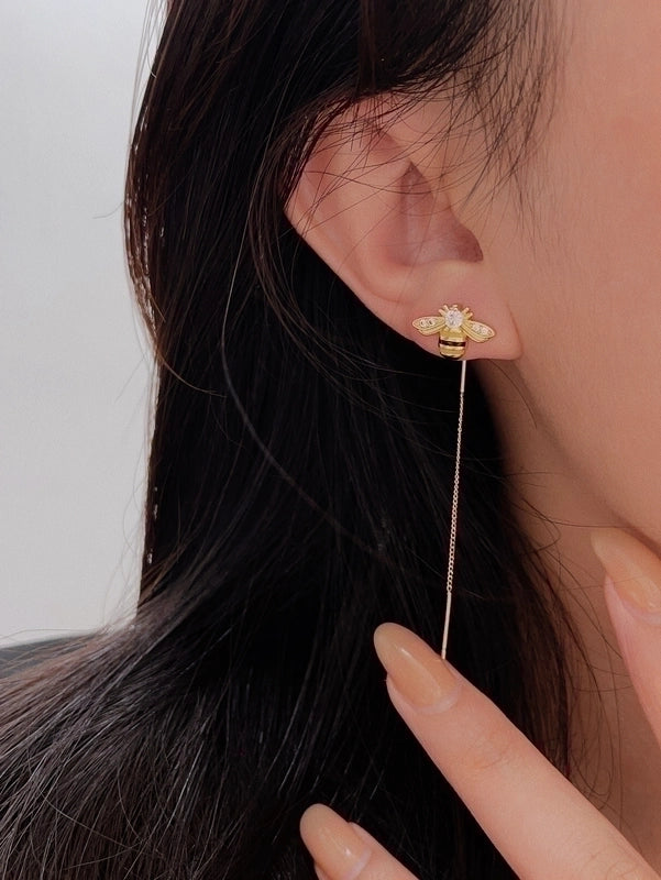 1 Pair Cute Bee Plating Inlay Copper Zircon 18K Gold Plated Earrings